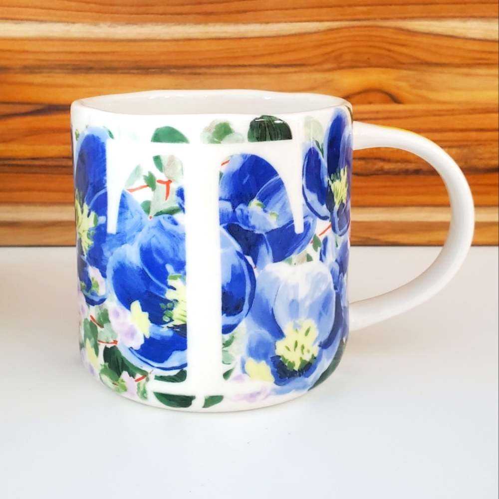 T - Anthropologie Coffee Mug, Monogram Letter T Initial